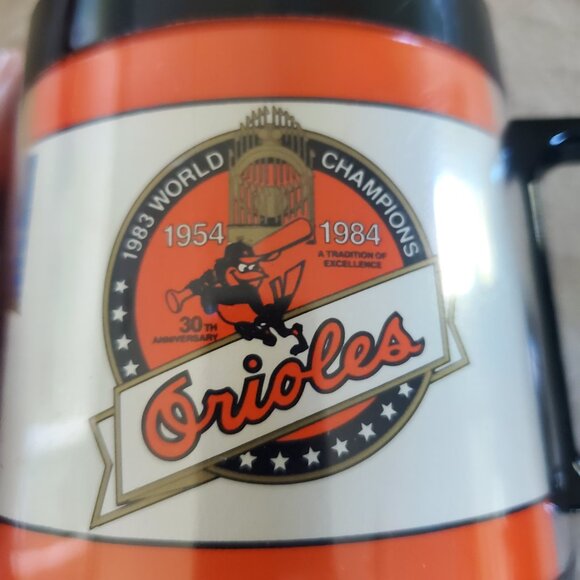 80's Baltimore Orioles Busch Beer Plastic Mug w/ lid World Series 1983 Champion - Picture 3 of 7